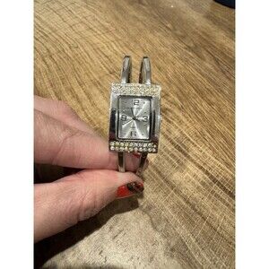 Hillard & Hanson 80s 90s Retro Women's Square Rhinestone Bezel Quartz Watch